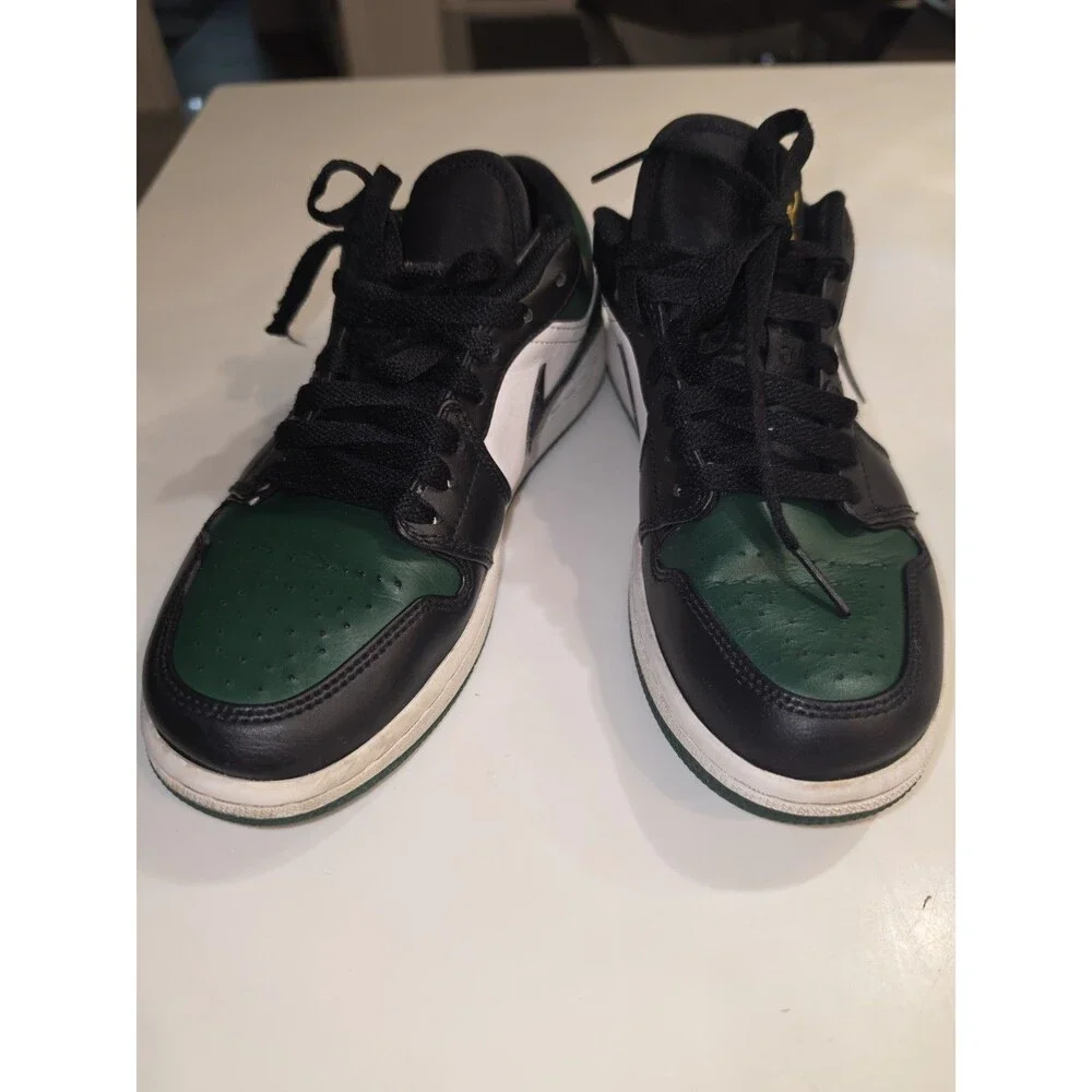 Nike Air Jordan 1 Low Green Toe Basketball Men Sz 7 GS 5Y Retro Black 553558-371